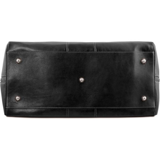 Дорожная кожаная сумка Tuscany Leather Lisbona даффл маленький размер TL141658 Черный - фото №4