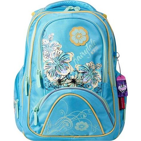 Рюкзак для девочки 5-11 класса Across KB1520 Голубые цветы - фото №1