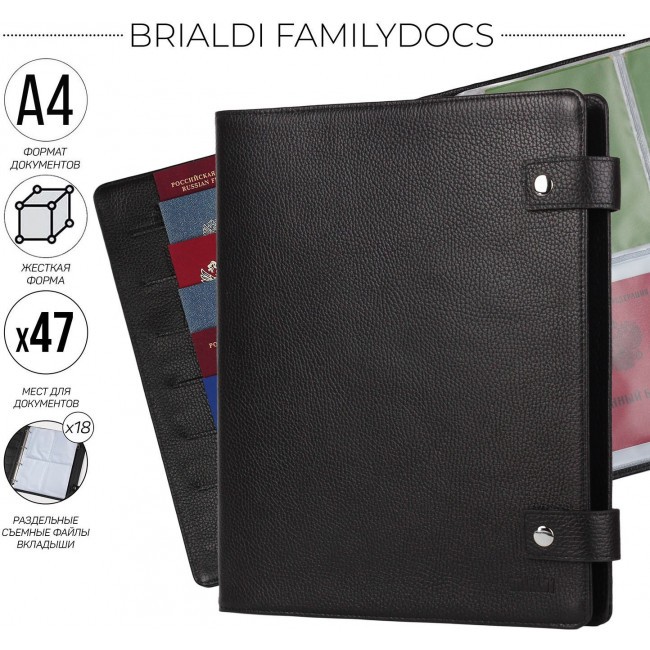 Папка для документов всей семьи Brialdi Familydocs Relief Black - фото №1