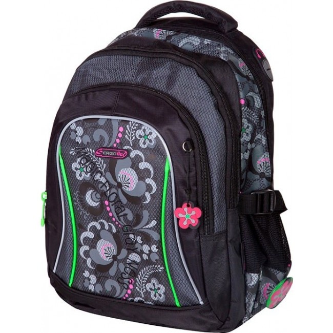 Школьный портфель для девочки Steiner STEF2 Цветочная Серость - фото №1
